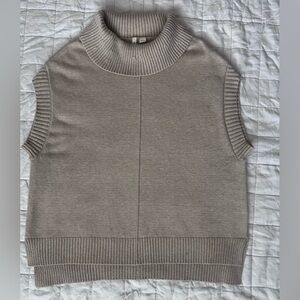 Moth X Anthro Beige Slouchy Oversized Turtle Neck Sleeveless Sweater Vest -Small